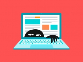 Virus on laptop, malware or network vulnerability vector