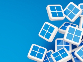 Cubes with Microsoft Windows 10 logo.